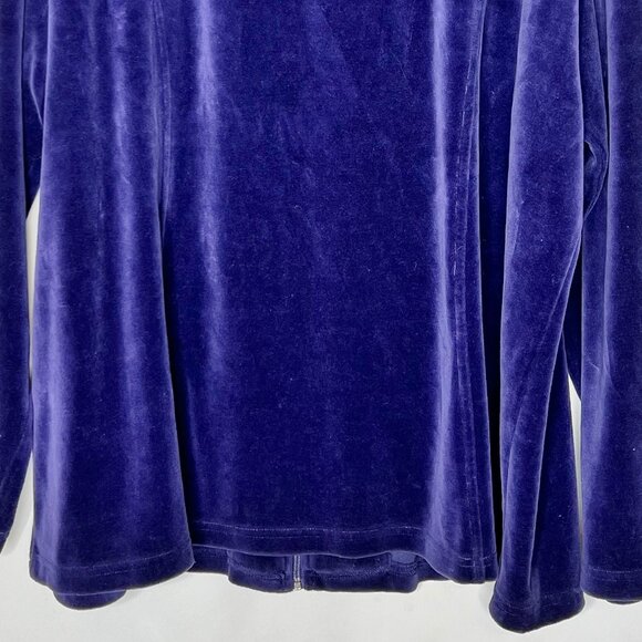Chico's Woman’s Jacket 4 (20-22) Zenergy Purple Velour Full Zip Top Rhinestones - Picture 9 of 9